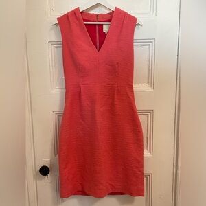 Kate Spade Gwendolyn Coral V-neck Textured Sheath Dress Sz 6